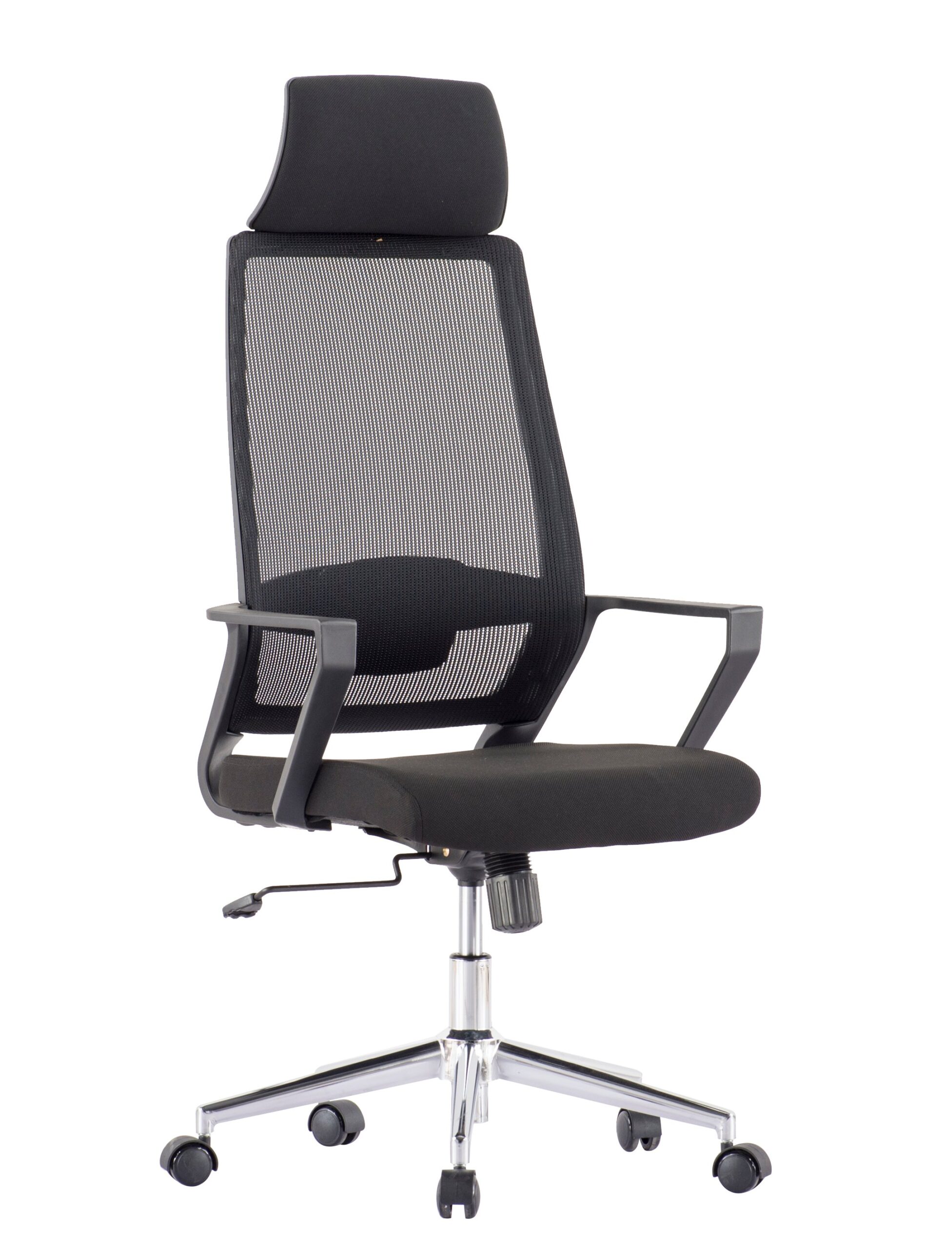 Sedia per Ufficio con Schienale Alto e Base Cromata Nero TECHLY