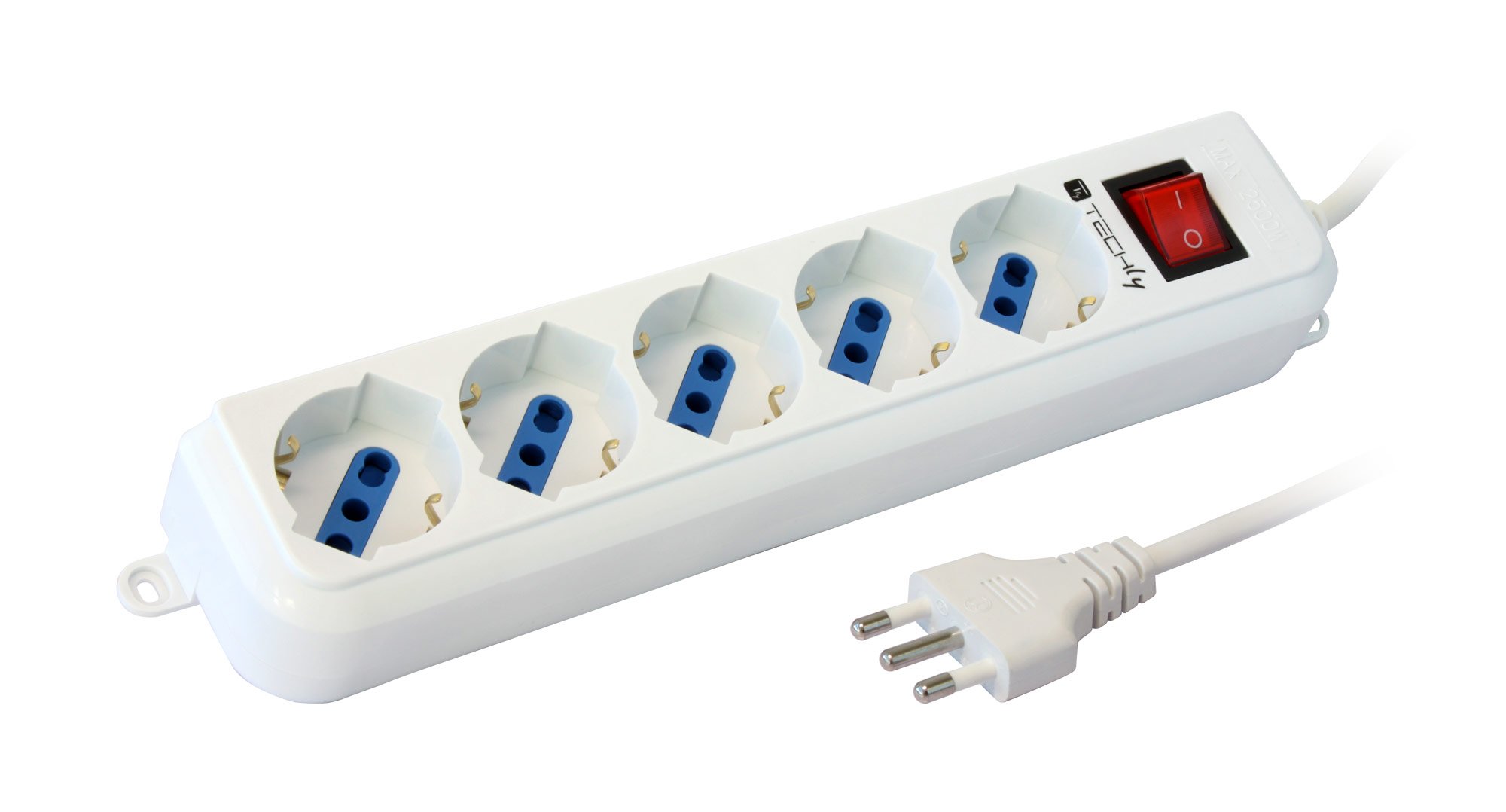Multipresa 5 Posti Italiana Bipasso / Schuko Cavo 5m TECHLY