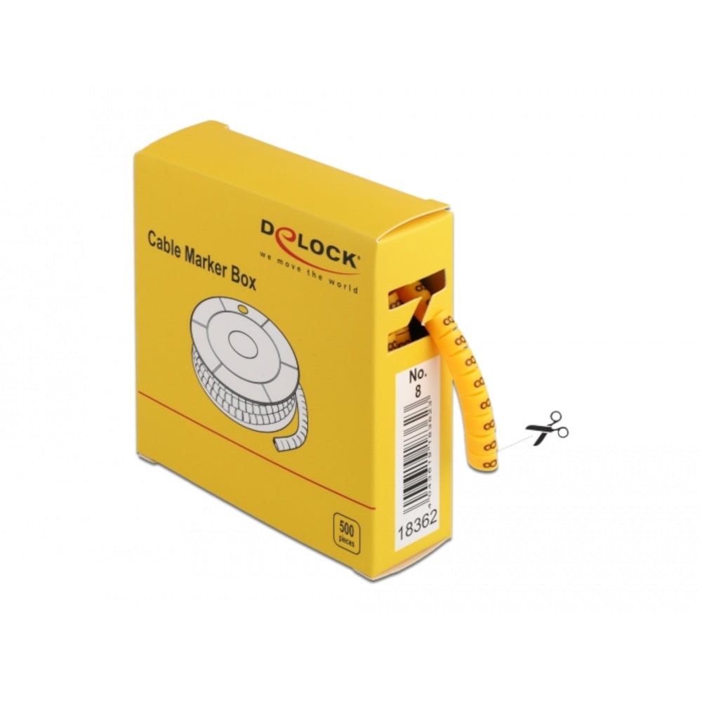 Scatola Segnacavo Giallo 500 Pezzi Numero 8 DELOCK