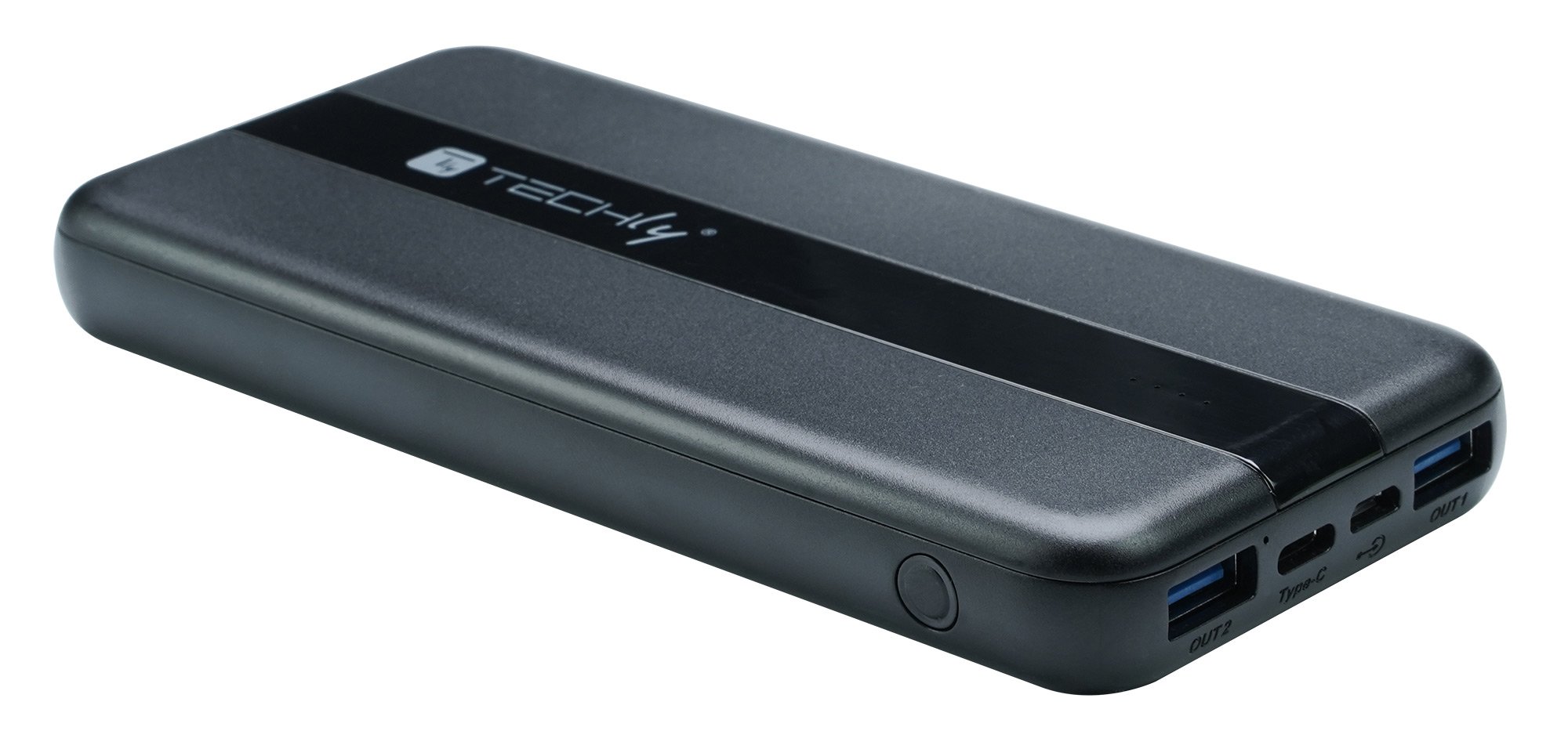 Power Bank Smartphone 10000 mAh 20W USB-C™ 3 Porte Output con Cavo TECHLY
