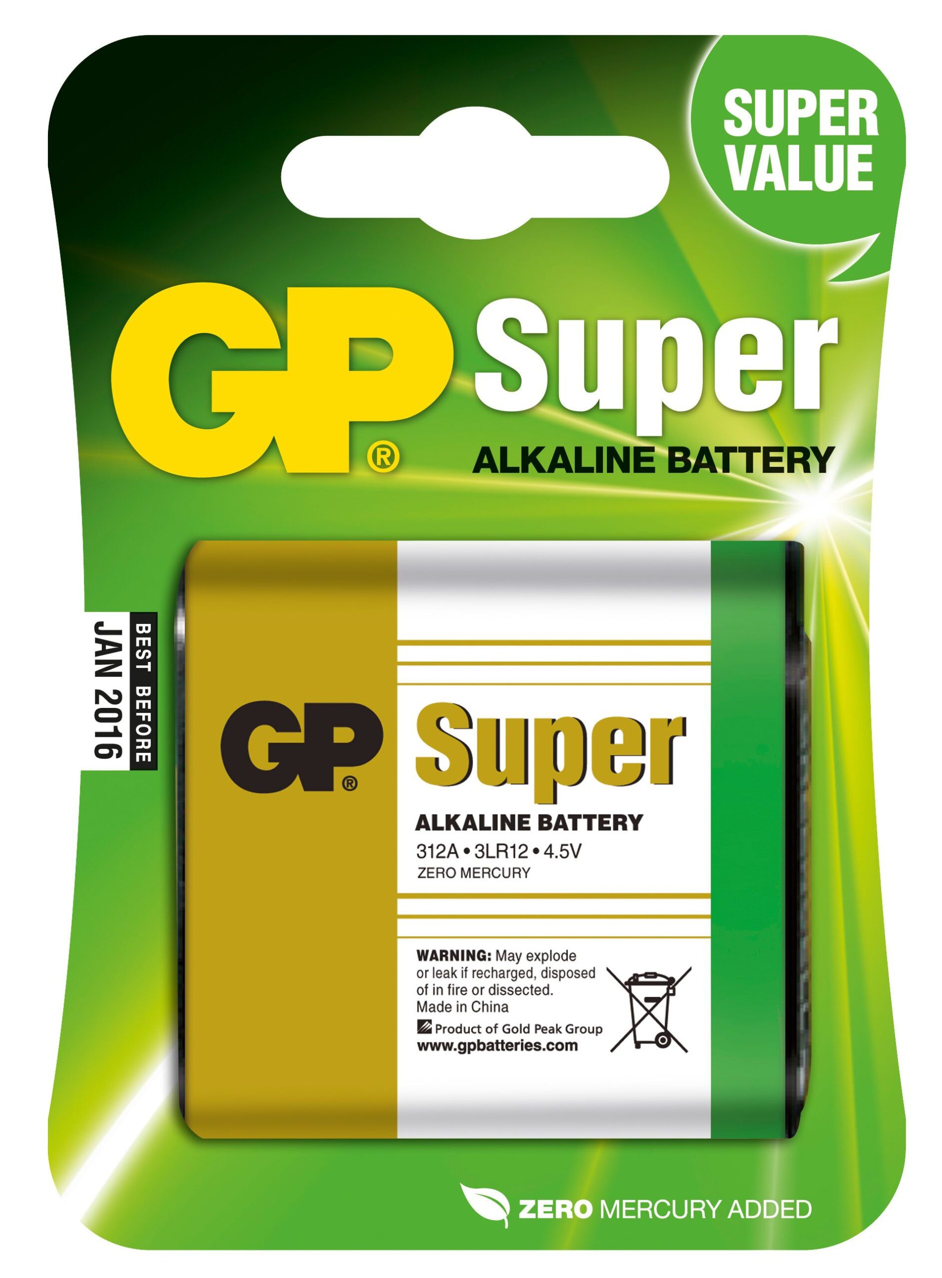 Blister 1 Batteria 4,5V GP Super 312A 3LR12 GP BATTERIES