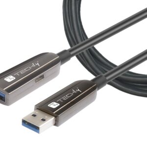 Cavo Ottico Attivo USB 3.0 SuperSpeed Active Optical Cable USB A M/F 30m Nero TECHLY