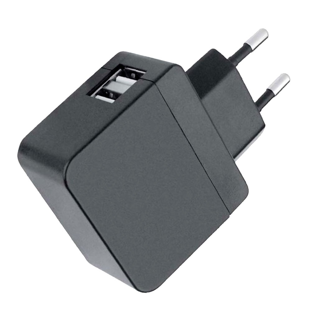 Caricatore 2 USB 2,1A Compatto Spina Europea 2 pin Nero FONTASTIC