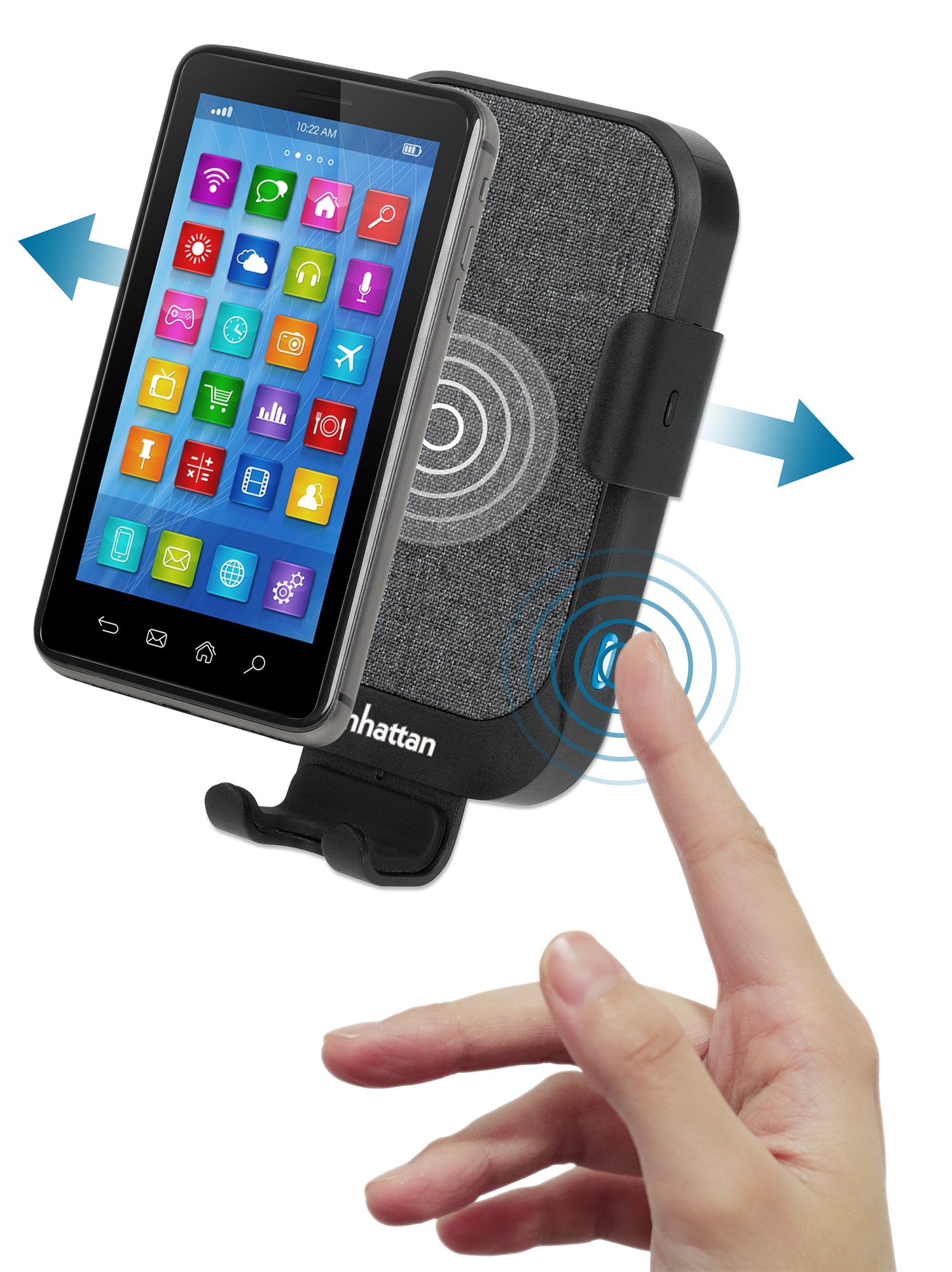 Caricatore rapido da Auto Wireless 10W doppio aggancio e sensore touch MANHATTAN