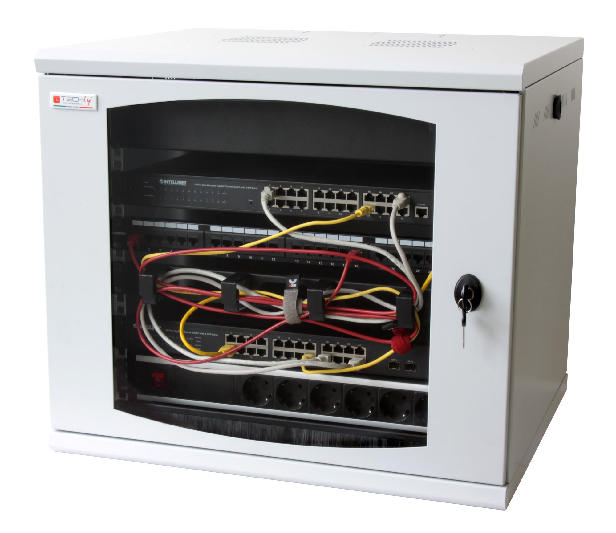 Armadio Rack 19'' a muro 13 unità sezione unica prof. 500mm Grigio TECHLY PROFESSIONAL