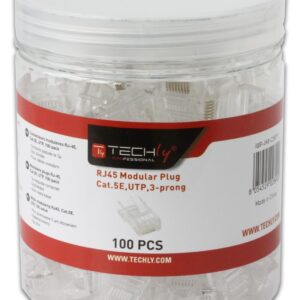 Confezione 100 Plug RJ45 UTP per Cavo Rigido Cat.5E TECHLY PROFESSIONAL