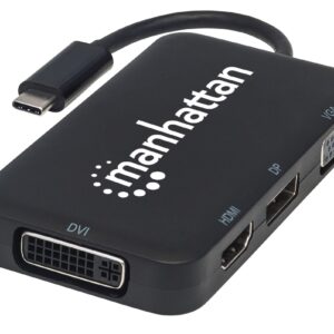 Adattatore Convertitore USB-C™ 4 in 1 a DP/HDMI/DVI/VGA Nero MANHATTAN