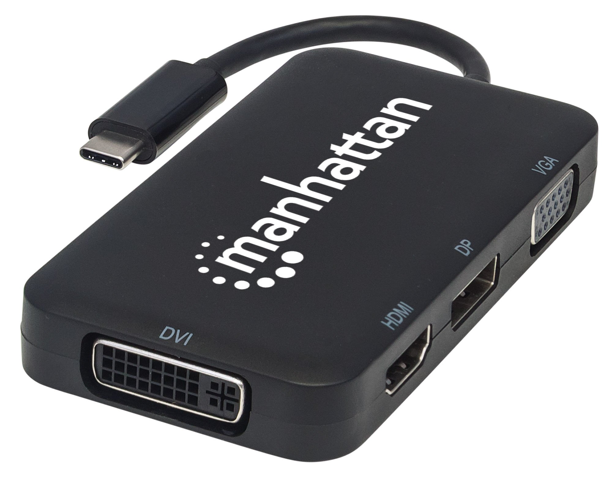 Adattatore Convertitore USB-C™ 4 in 1 a DP/HDMI/DVI/VGA Nero MANHATTAN