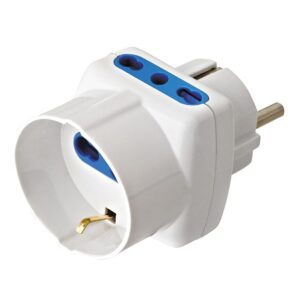 Adattatore Triplo Spina Schuko a Prese Bipasso con Schuko Bianco TECHLY