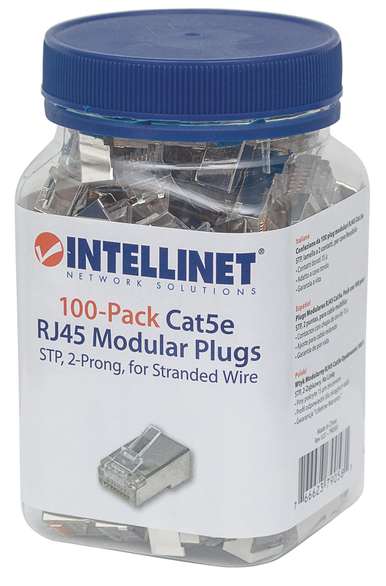 Confezione da 100 Plug Modulari RJ45 Cat.5e STP INTELLINET