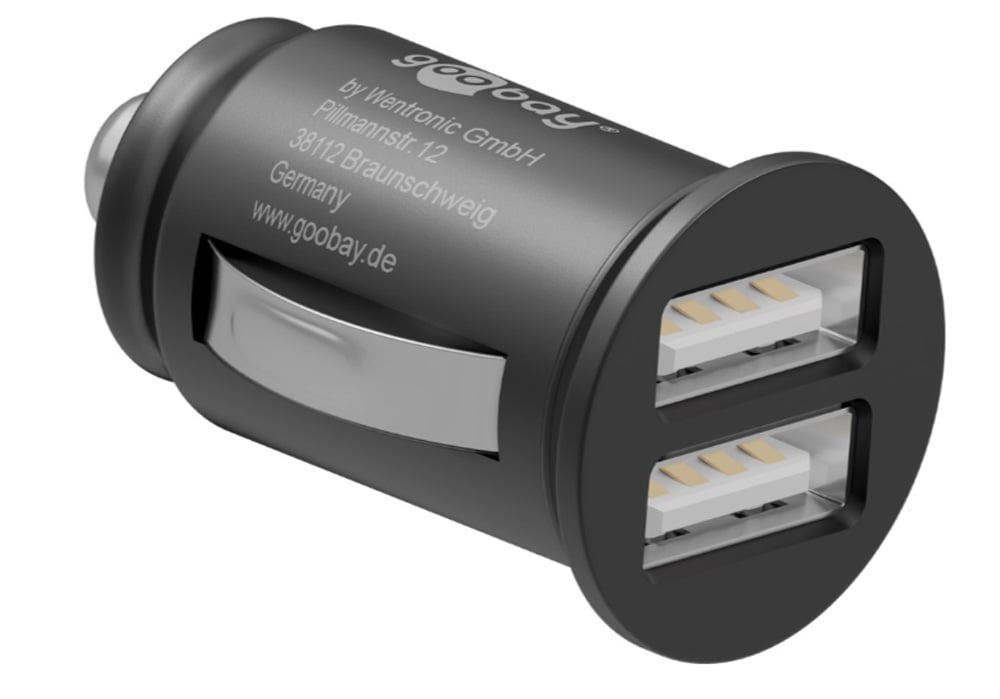 Caricatore Compatto da Auto 2 porte USB max.15.5W/3.1A Nero GOOBAY