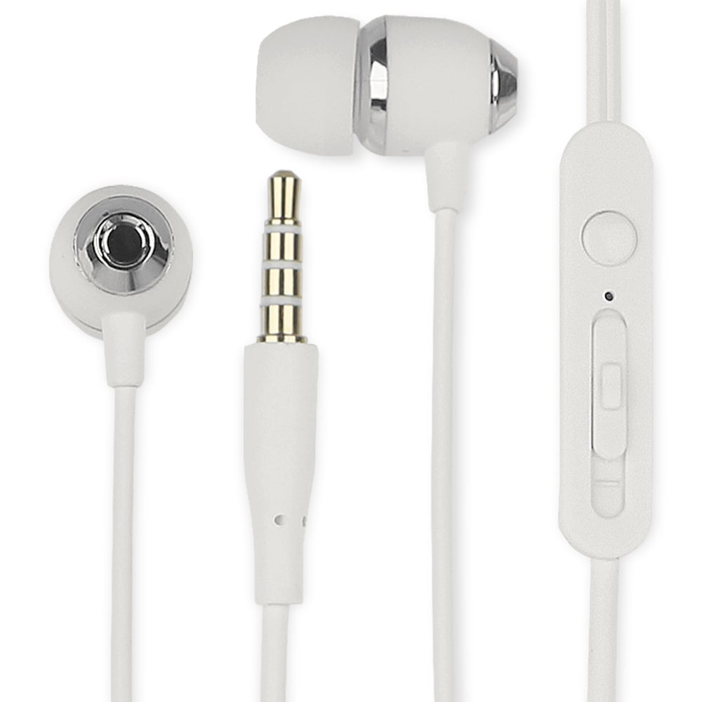 Cuffie Auricolari Audio 3.5 mm con Microfono Controllo Volume V5 Bianco FONTASTIC