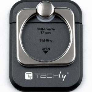 Anello e Supporto per Smartphone Nero TECHLY