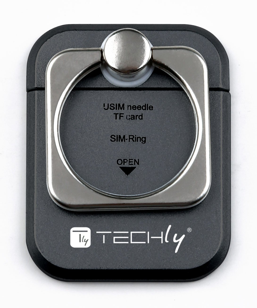 Anello e Supporto per Smartphone Nero TECHLY