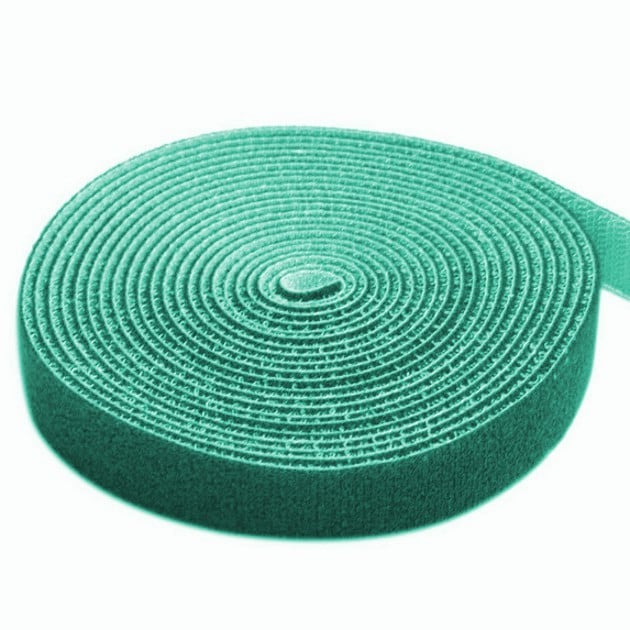 Rotolo di Feltro Adesivo Gestione cavi Lunghezza 4m Larghezza 16mm Verde TECHLY