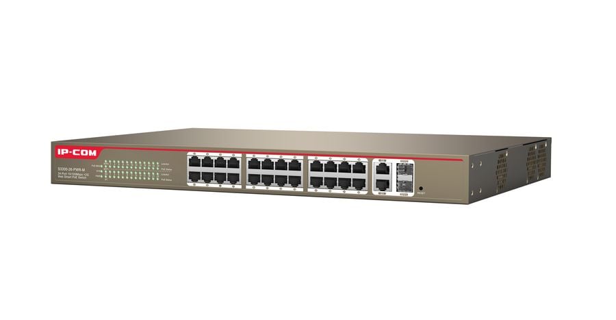 Switch 24 porte 10/100 con 2 porte gigabit/SFP combo con supporto Web-Smart IP-COM