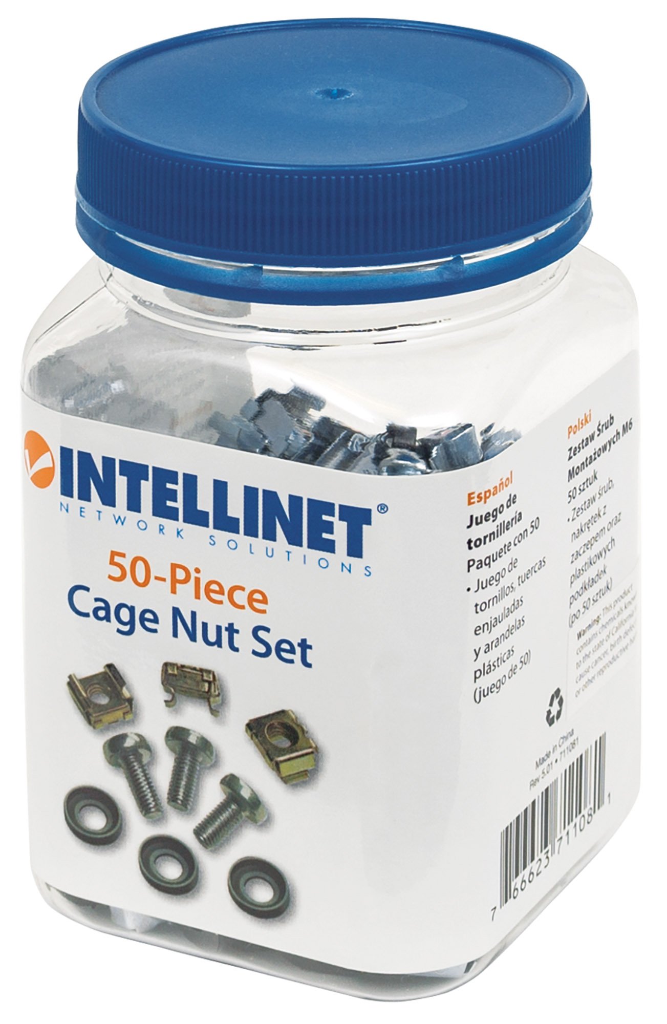 Kit Set 50 Viti 50 Dadi e 50 Rondelle per Montaggio Rack Silver INTELLINET