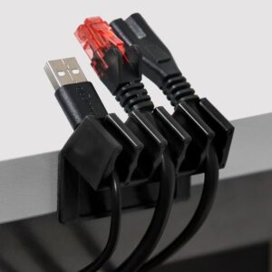 Set 2 Fermacavo da Scrivania a cinque posti Nero GOOBAY