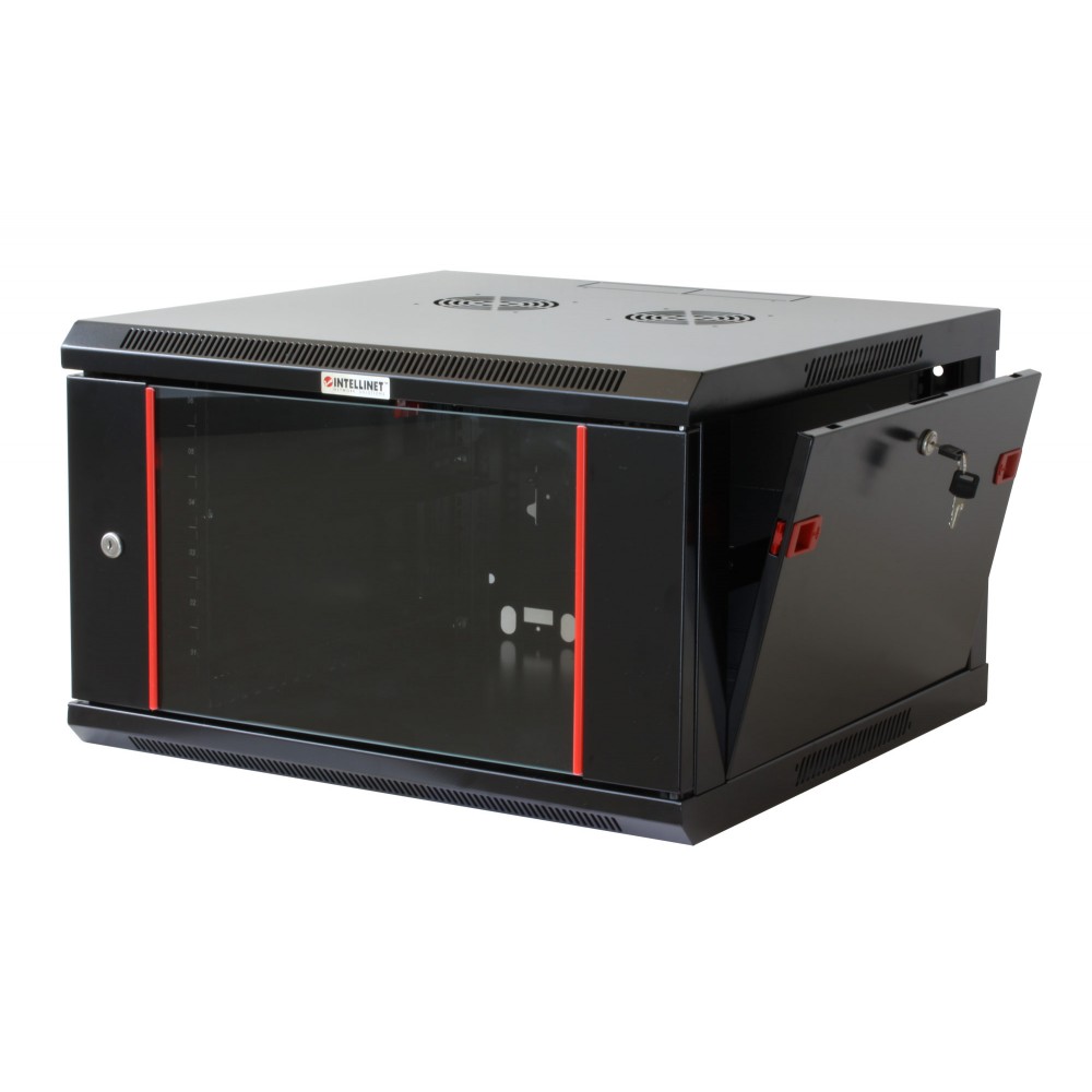 Armadio Rack 19'' a muro 6 unità sezione unica profondità 450mm Nero INTELLINET