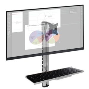 Postazione di lavoro a parete con supporto monitor e ripiano tastiera TECHLY
