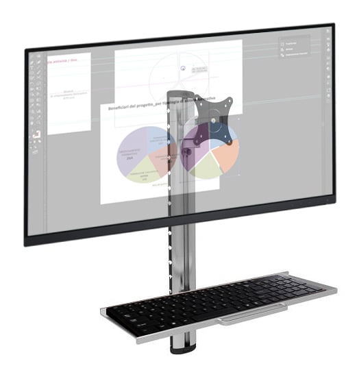 Postazione di lavoro a parete con supporto monitor e ripiano tastiera TECHLY
