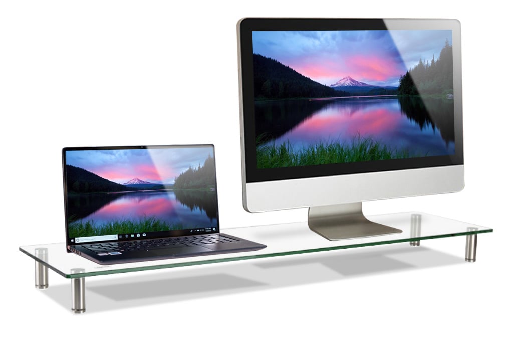 Stand Supporto da Scrivania in Vetro Trasparente per Monitor e Laptop LOGILINK