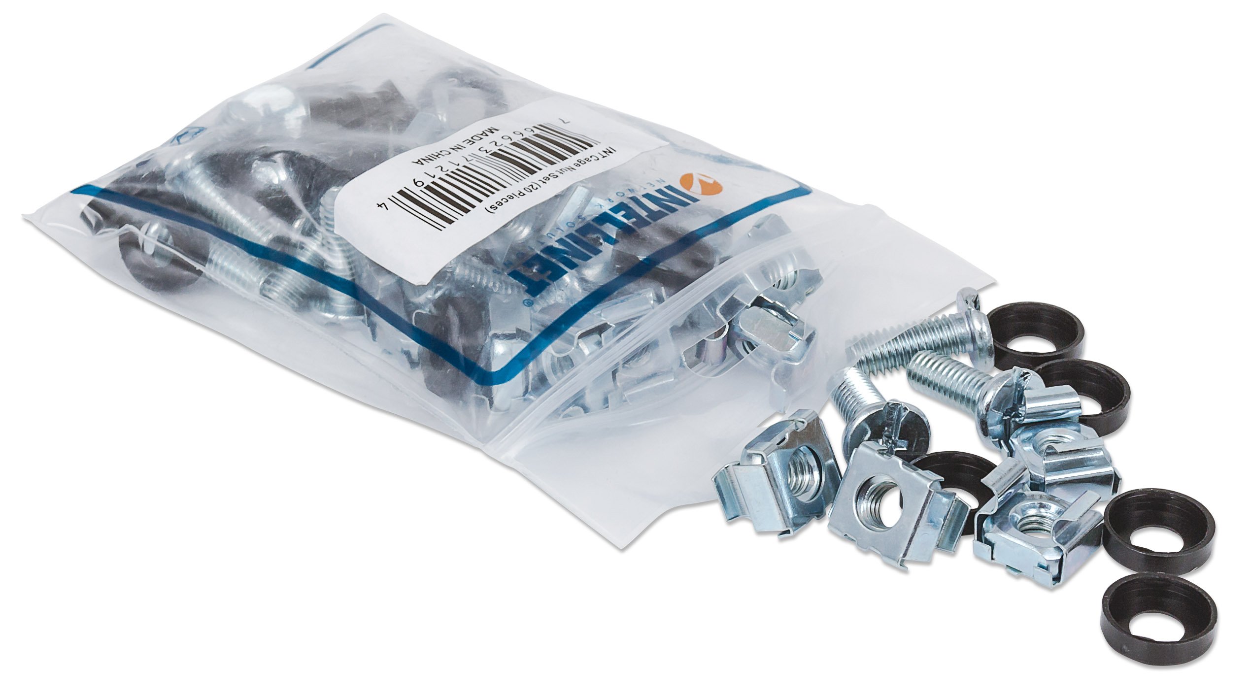 Kit Set 20 Viti, 20 Dadi e 20 Rondelle per Montaggio Rack Silver INTELLINET