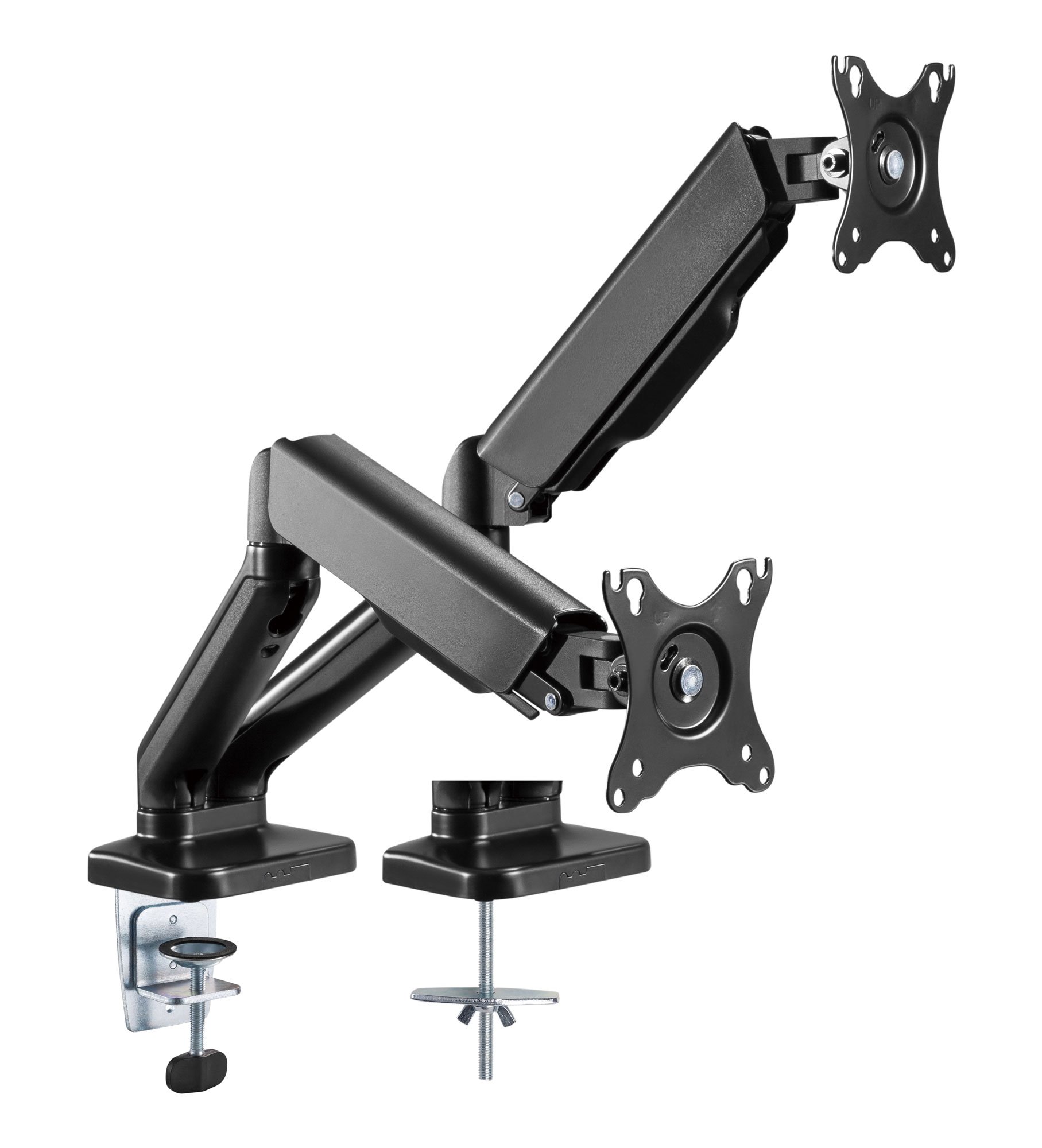 Supporto da Scrivania Doppio Monitor 17-32'' con Molla a Gas Nero TECHLY