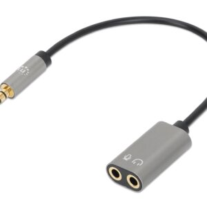Cavo Adattatore per Cuffie con Splitter Audio Stereo AUX 20cm MANHATTAN