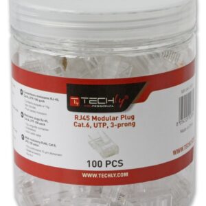 Confezione 100 Plug RJ45 UTP per Cavo Rigido Cat.6 TECHLY PROFESSIONAL