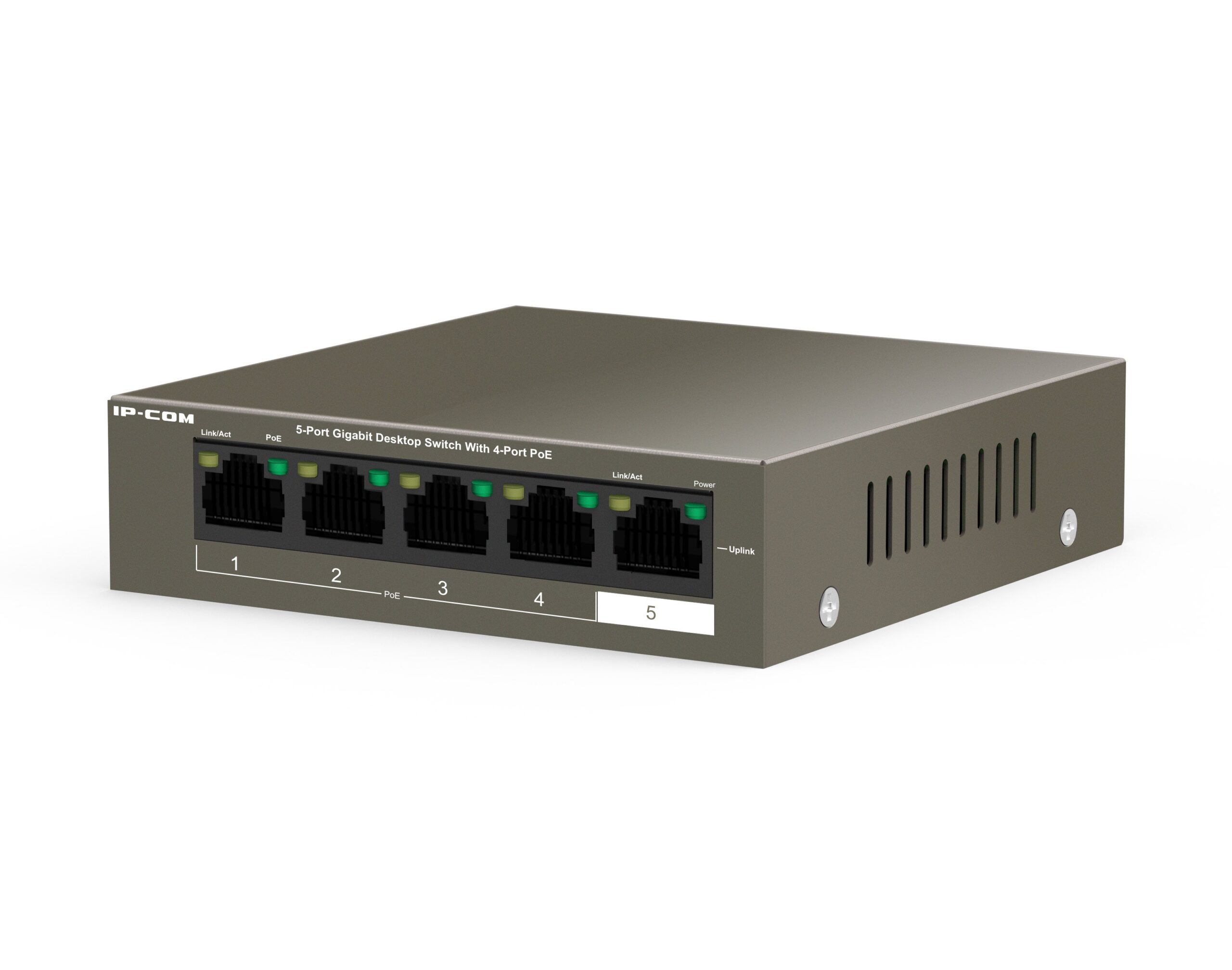 Switch 5 Porte Gigabit Desktop con 4 porte PoE+ IP-COM