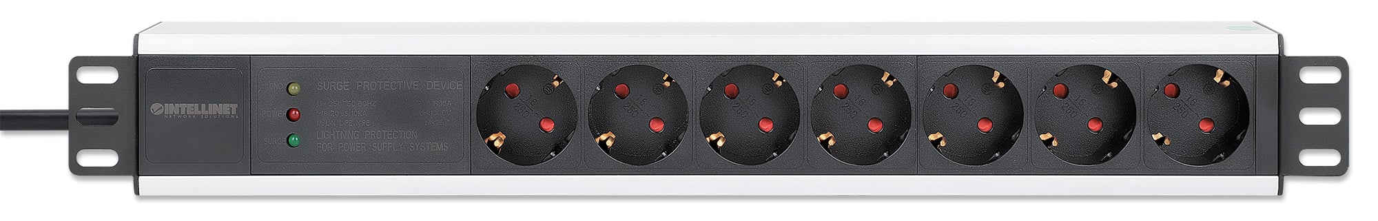 Multipresa per Rack 19'' 7 posti Spina Schuko Angolata 1U INTELLINET