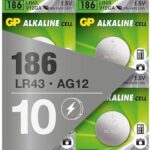 Blister 10 Batterie Alcaline Specialistiche a Bottone LR43 GP BATTERIES