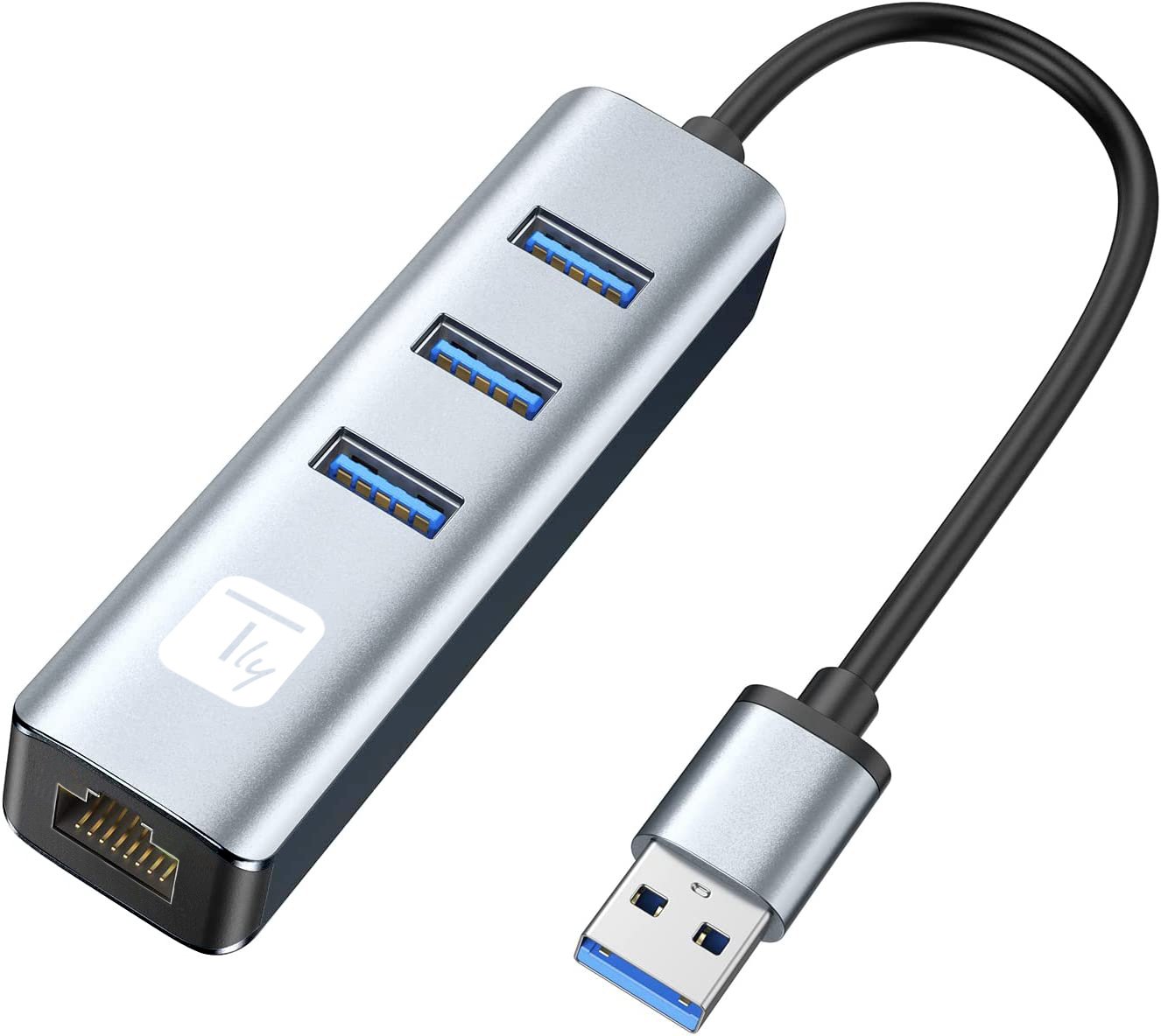 Adattatore Convertitore USB tipo A a RJ45 Gigabit con Hub 3 Porte USB 5 Gbps TECHLY