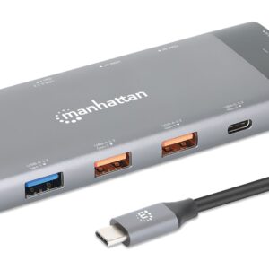 Docking Station USB-C&trade; PD Doppio Monitor 8K Multiporta 10 in 1 MANHATTAN