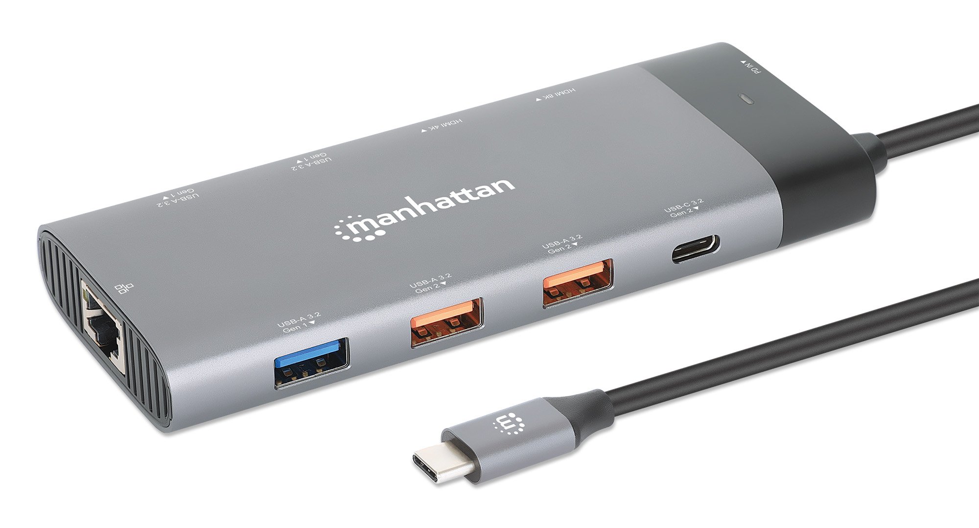 Docking Station USB-C™ PD Doppio Monitor 8K Multiporta 10 in 1 MANHATTAN