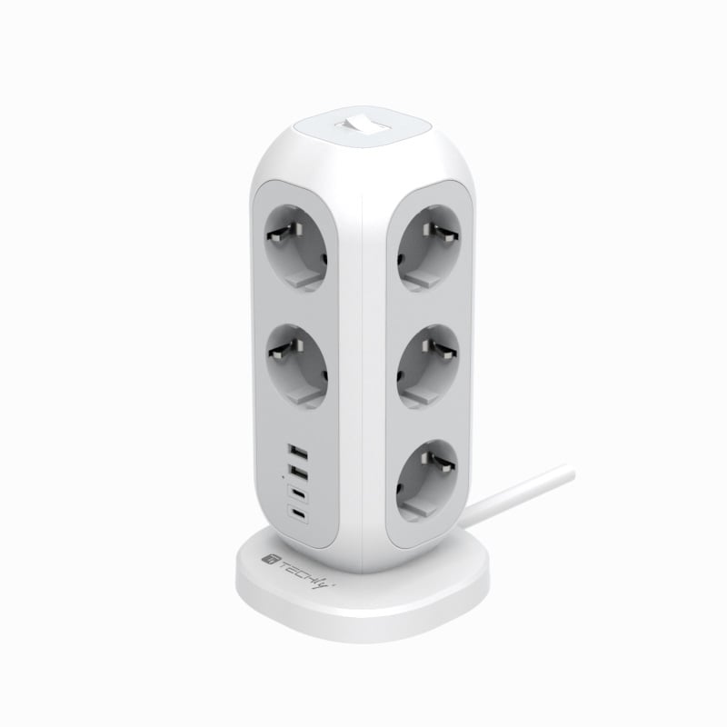 Multipresa da Tavolo Torretta di Alimentazione 11 Prese Schuko 2 USB-A e 2 USB-C™ TECHLY