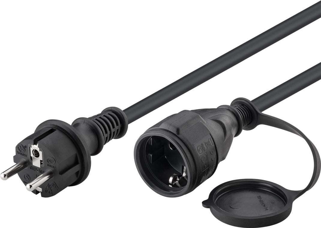 Cavo Alimentazione Schuko Maschio / Femmina da Esterno 10m Nero GOOBAY