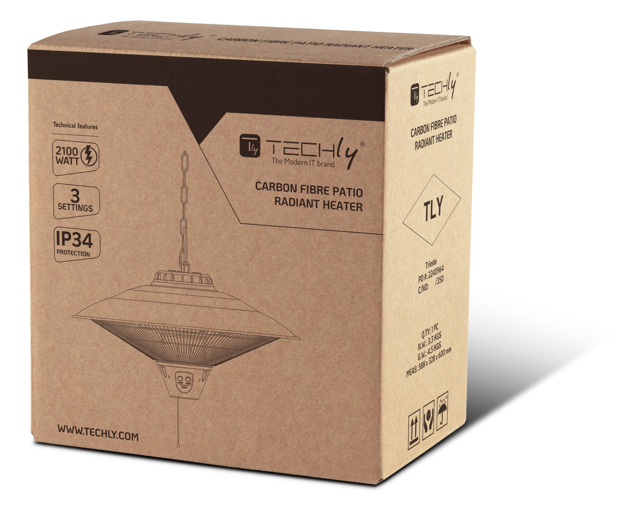 Riscaldatore Radiante da Soffitto per Interno Esterno IP34 2100W TECHLY - immagine 2