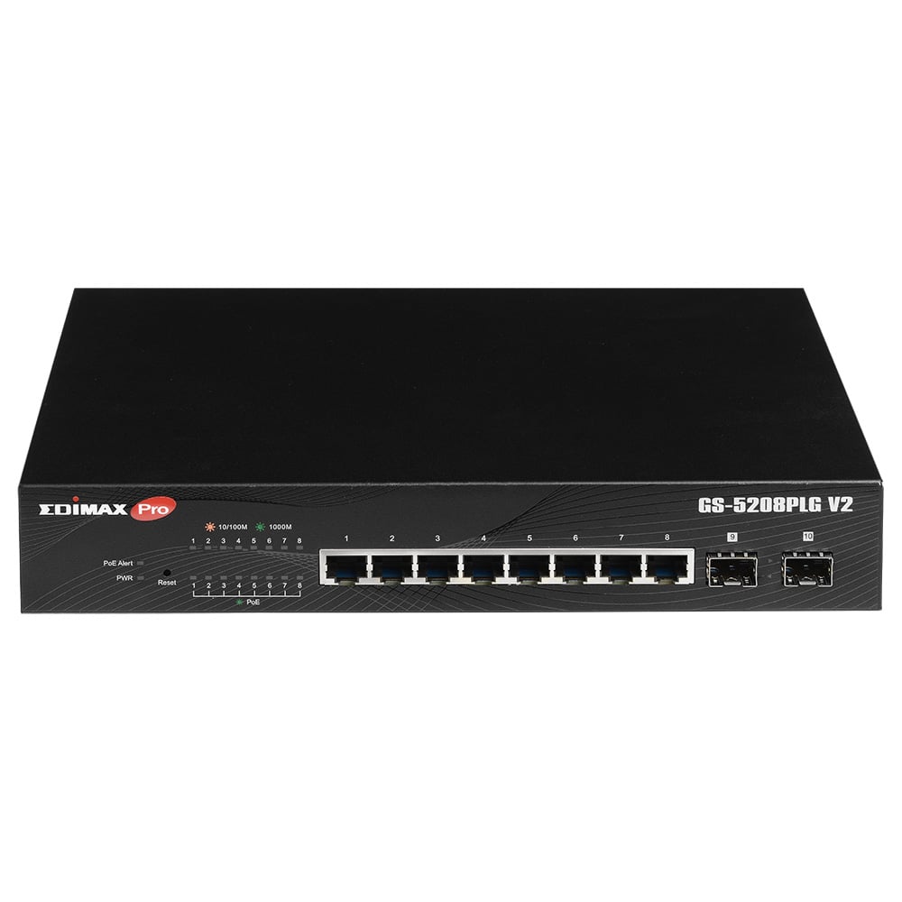 Smart Switch Web 10 porte Gigabit PoE+ 2 porte SFP, GS-5208PLG V2 EDIMAX - immagine 2