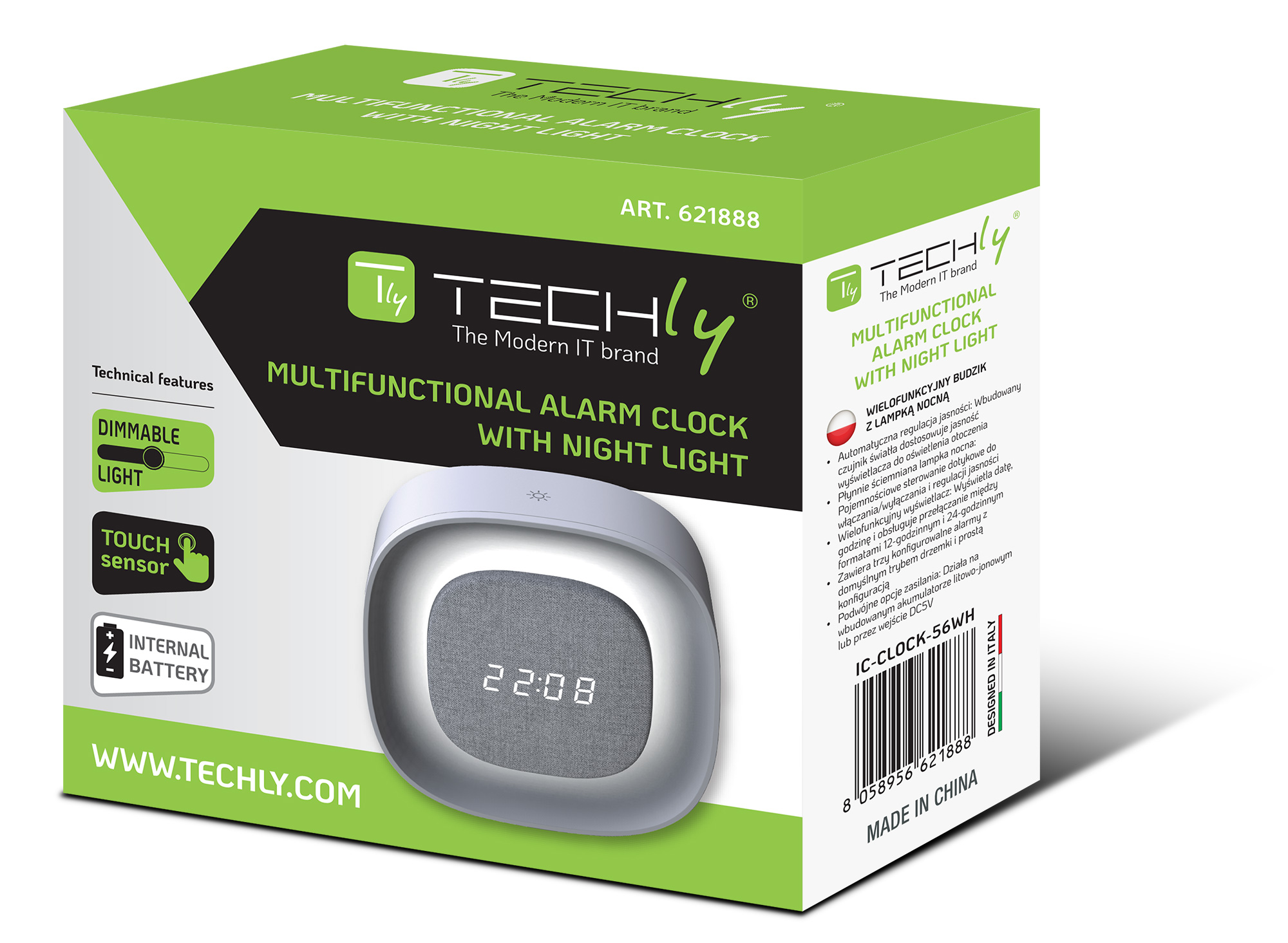 Sveglia Wireless Multifunzione con Luce Notturna Regolabile TECHLY - immagine 2