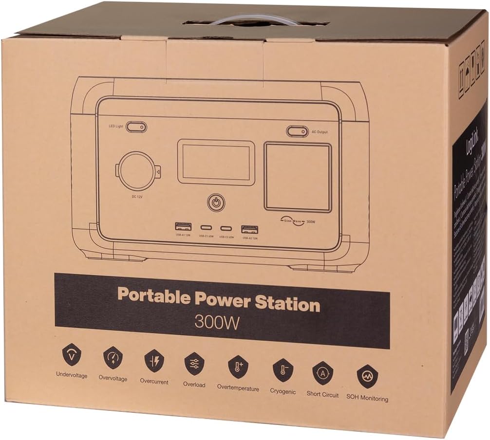 Stazione di Alimentazione Portatile 300W LiFePO4 Batteria Ricarica Solare Tuya LOGILINK - immagine 2