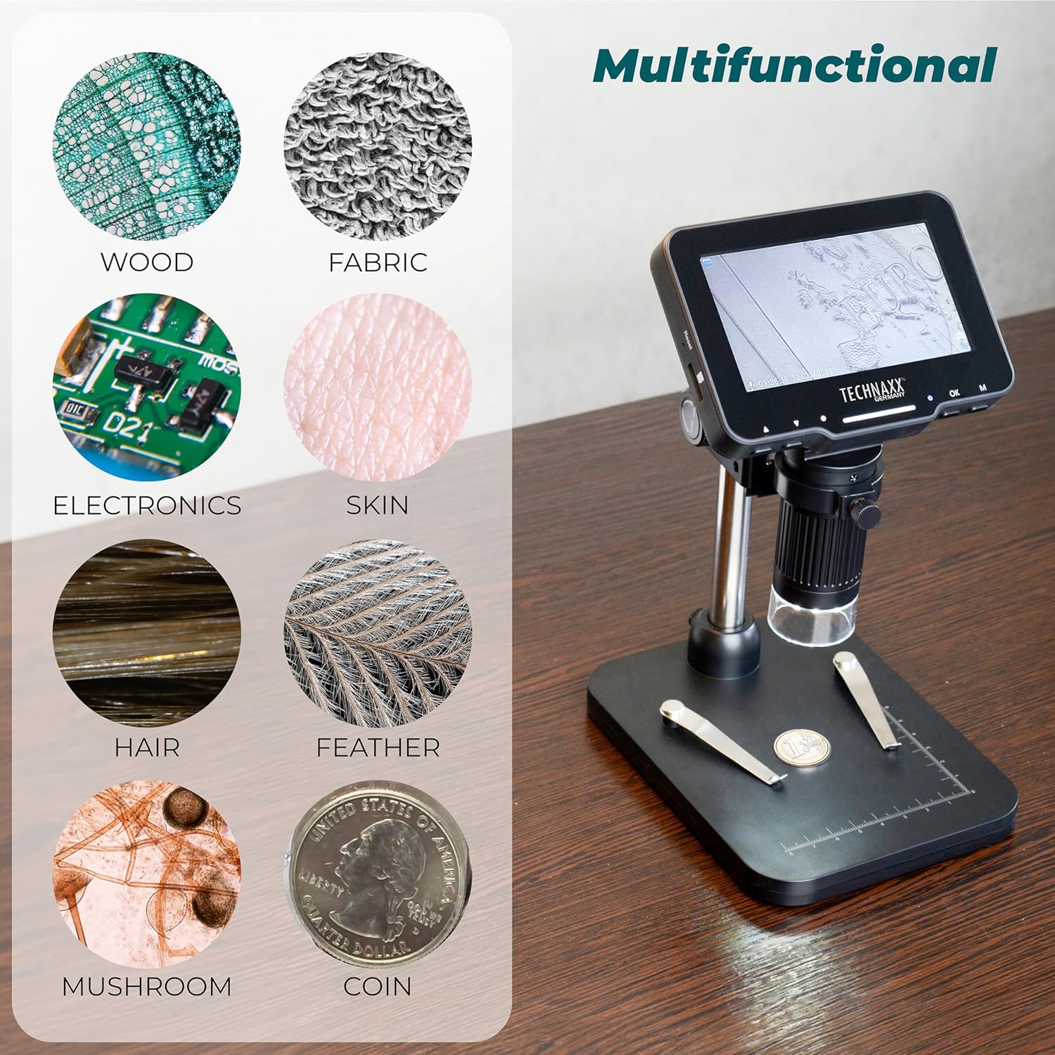 Microscopio Digitale con Display 4,3 Pollici 720p a 8 LED, TX-277 TECHNAXX - immagine 10