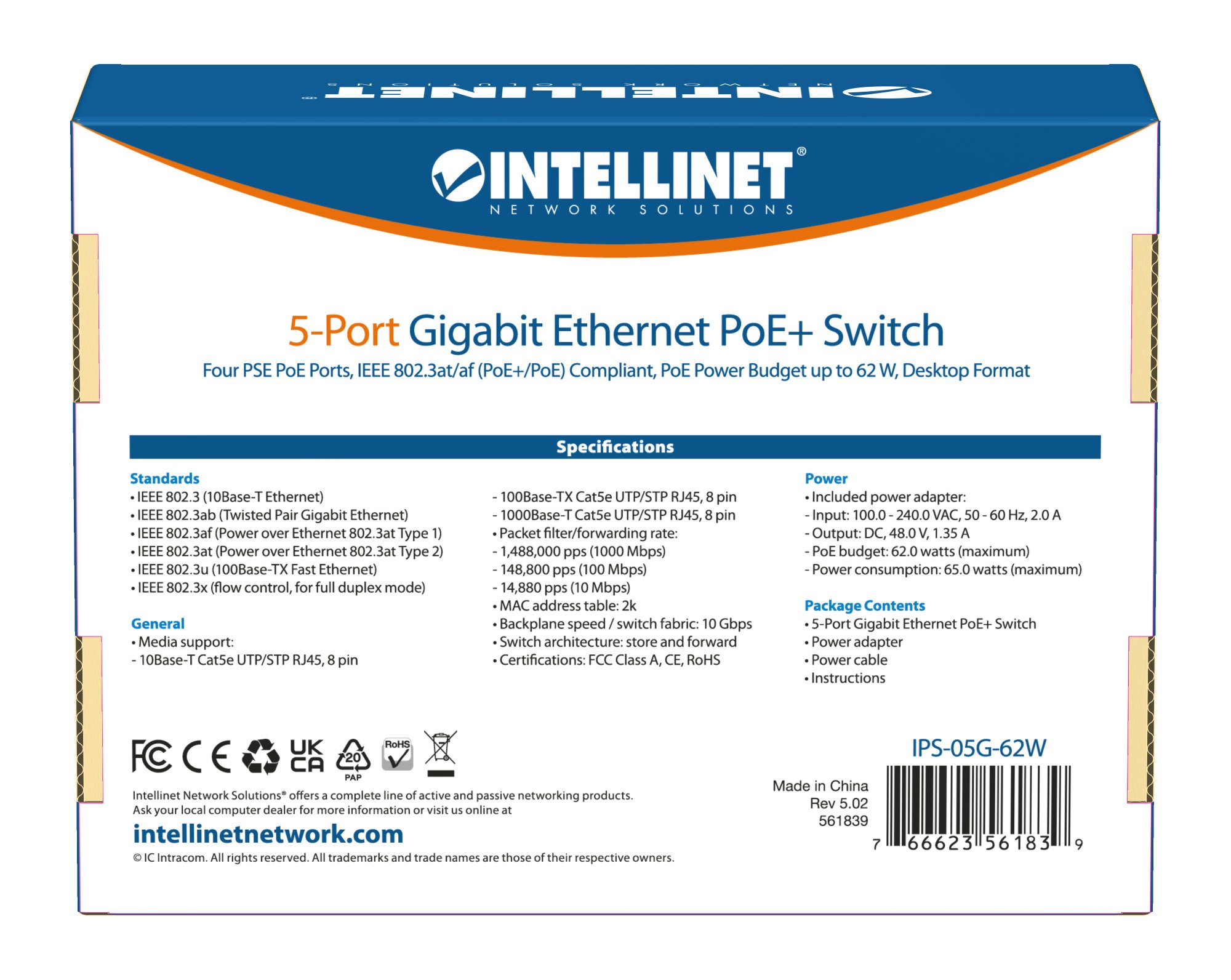 Ethernet Switch Gigabit PoE+ 5 porte INTELLINET - immagine 10