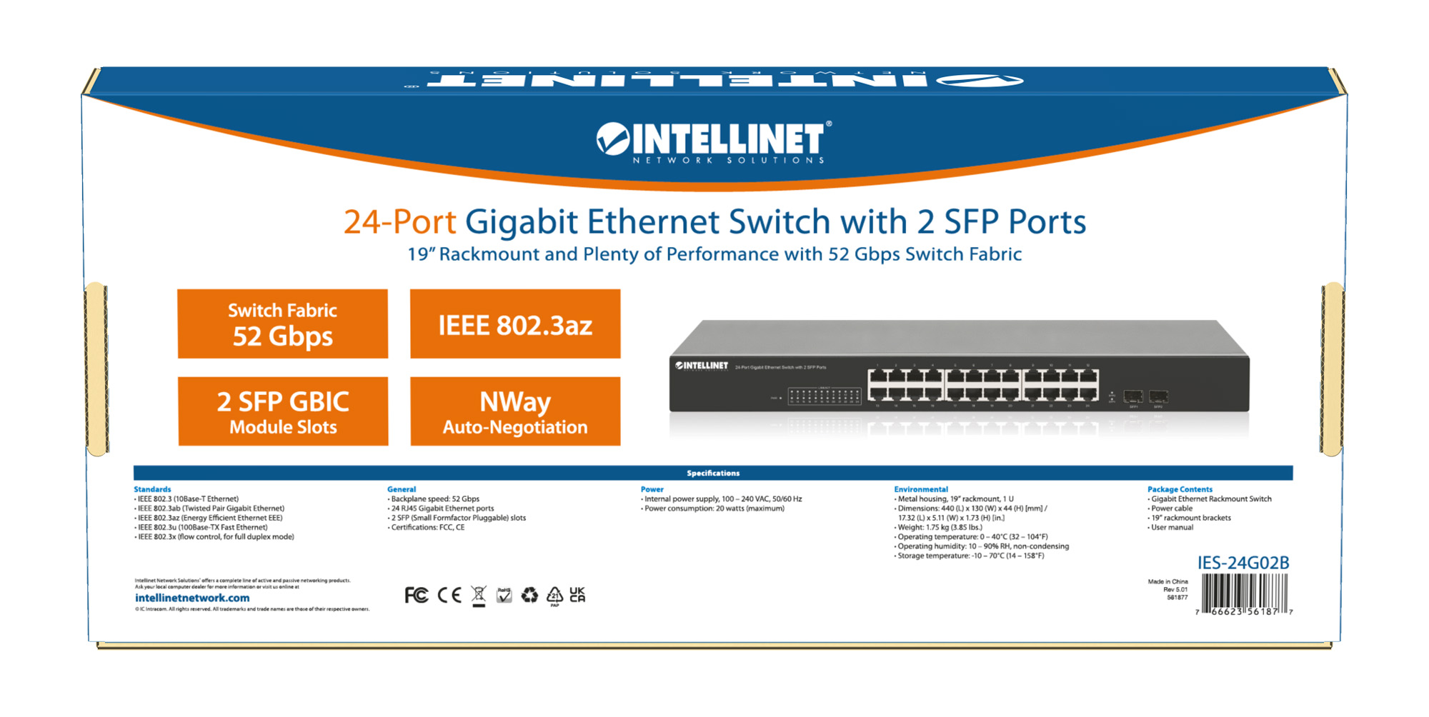 Gigabit Ethernet Switch 24 porte con 2 porte SFP INTELLINET - immagine 10