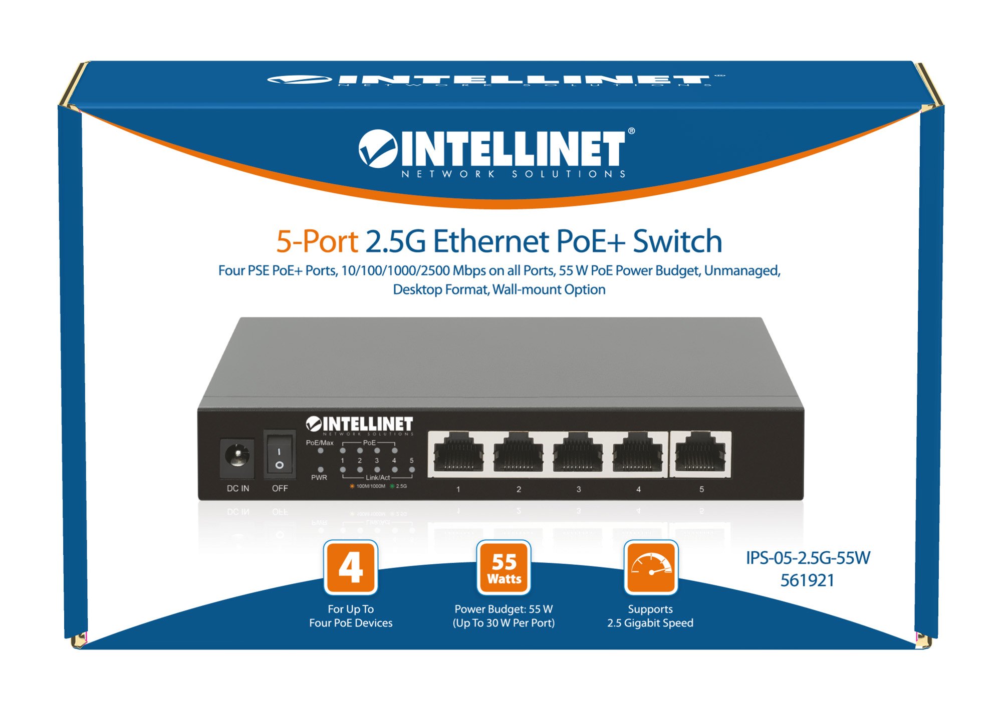 Ethernet Switch POE+ 5 Porte 2.5G INTELLINET - immagine 10