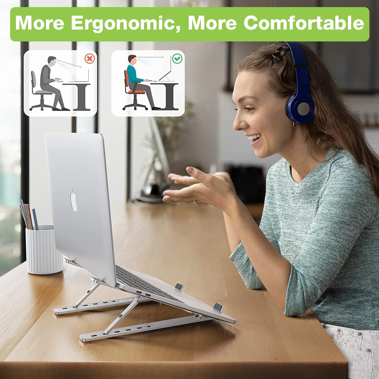Supporto Pieghevole in Alluminio per Notebook Tablet e Smartphone da 10'' a 16'' TECHLY - immagine 10
