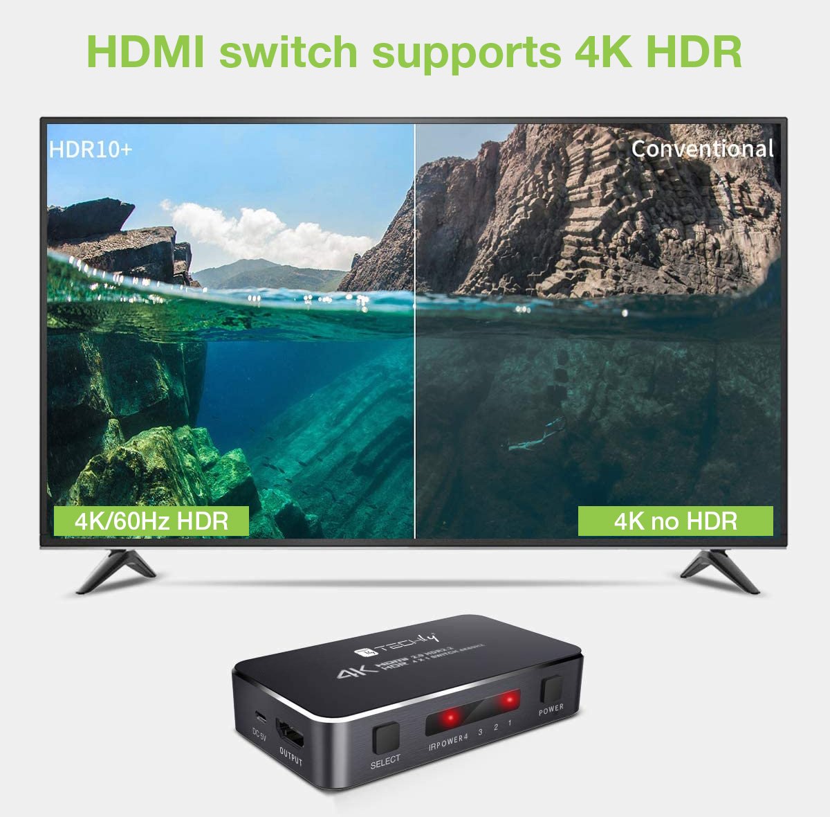 Switch HDMI 2.0b 3in 1out 4K HDR HDCP2.2 con Telecomando TECHLY - immagine 9