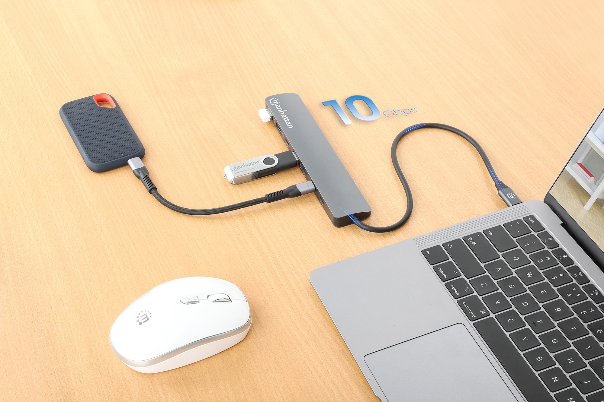 Hub 7 porte USB3.2 10G/5G 4x USB-C™ + 3x USB-A con Power Delivery MANHATTAN - immagine 2