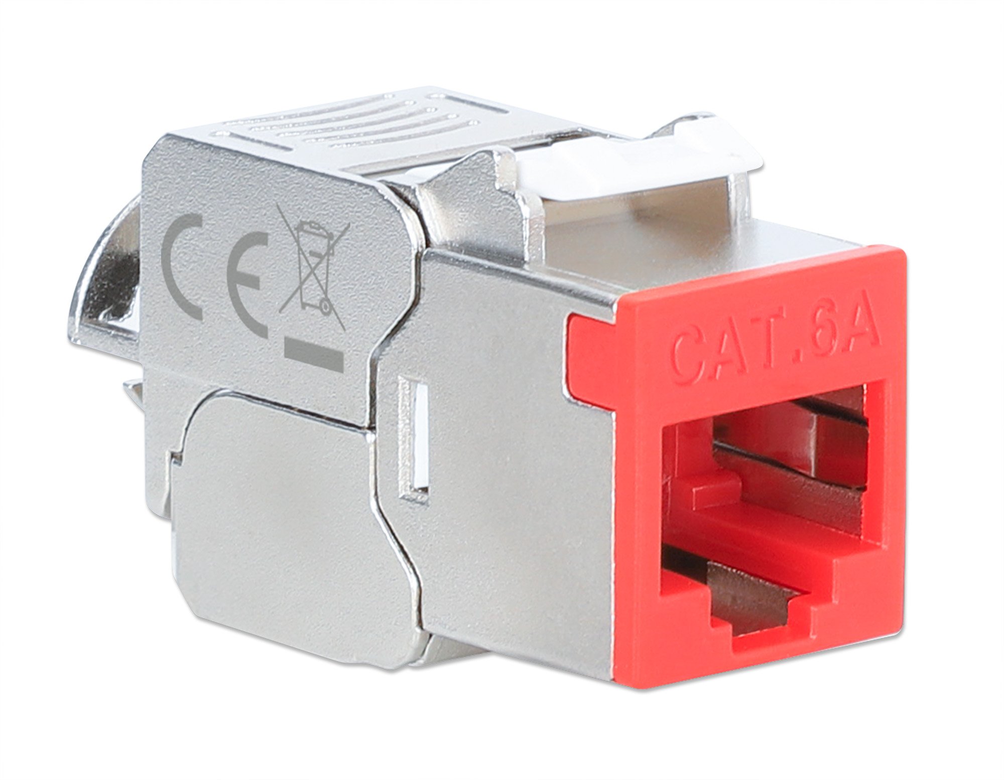 Frutto Keystone RJ45 Cat.6A 10G Slim STP Toolless Rosso INTELLINET - immagine 2